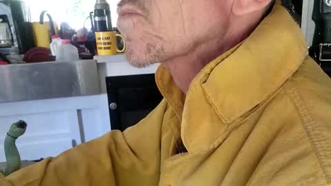 Snapshot of brushsquach chatting on 10.18.25 Steve... aka SkinnieDippin aka TimberTramp online show from 10.18.25