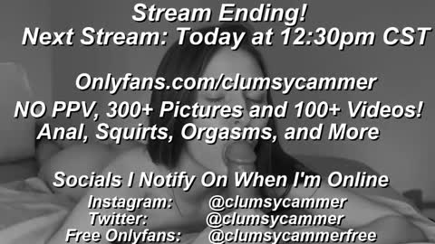 Snapshot of clumsycummer chatting on 02.05.25 B Bri ClumsySCHEDULE online show from 02.05.25