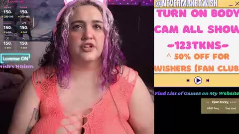 Snapshot of nevermakeawish chatting on 07.15.26 Wishs Playground online show from 07.15.26