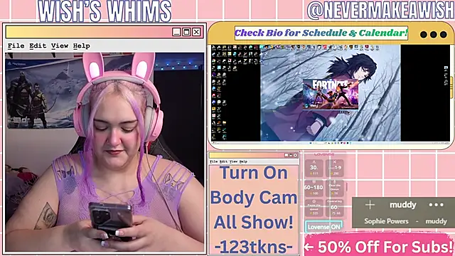 Snapshot of nevermakeawish chatting on 06.18.26 nevermakeawish online show from 06.18.26