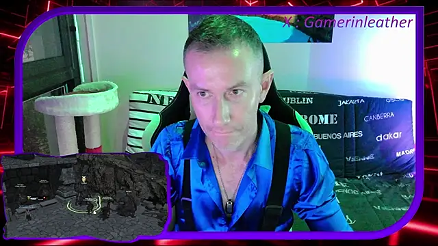 Snapshot of Gamerinleather chatting on 10.31.25 Gamerinleather online show from 10.31.25